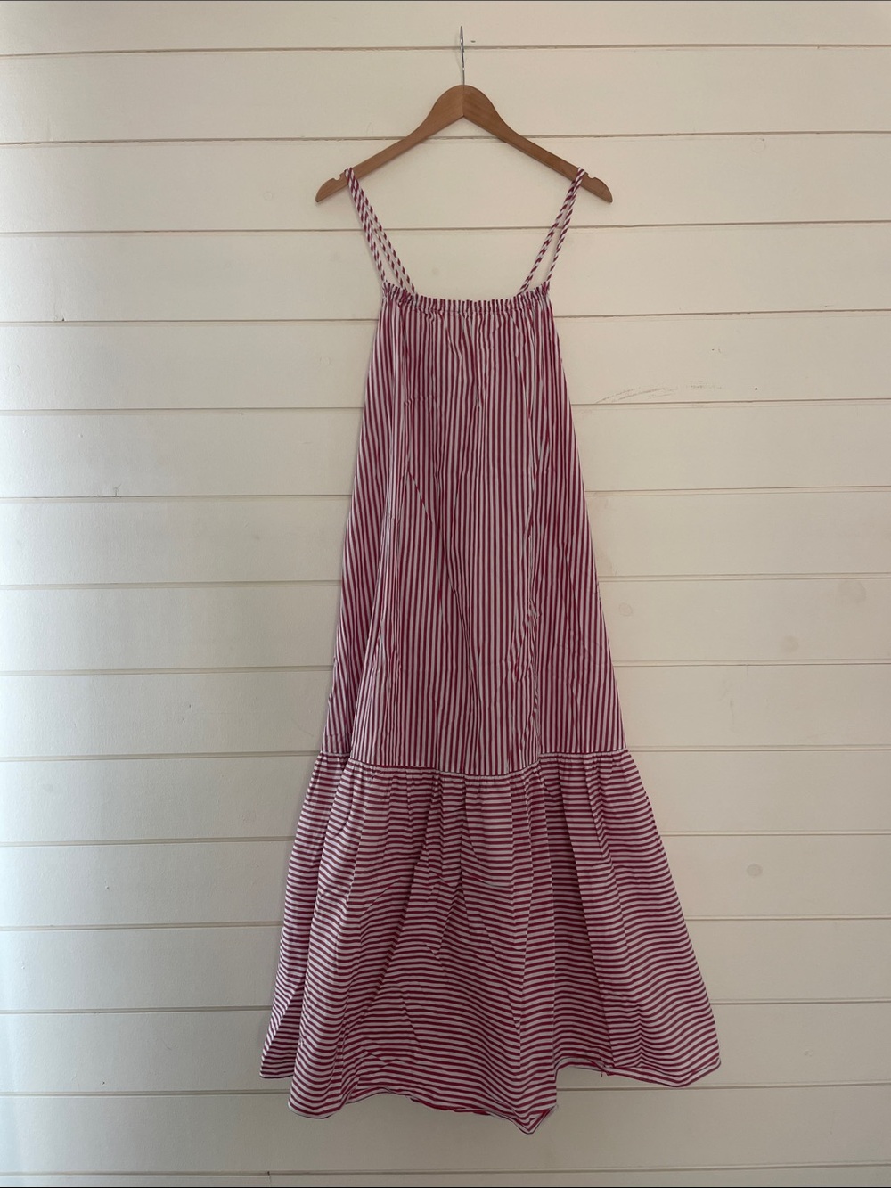 Zara Red and White Striped Dress with Navy Pinstripes size M